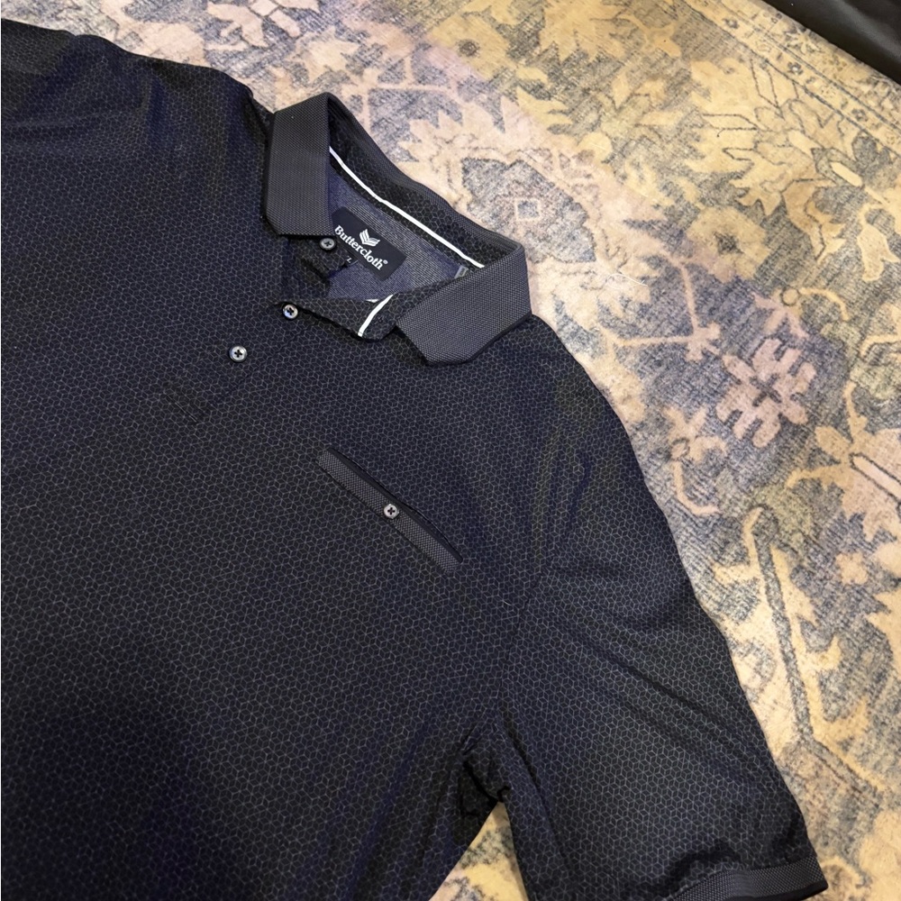 Buttercloth Men's 2XL Geometric Short Sleeve Shirt POLO front Pocket